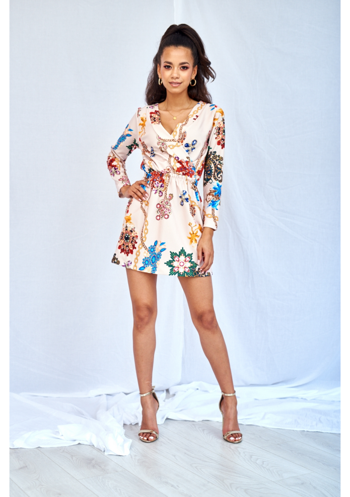 KOPERTOWA SUKIENKA ORNAMENT FLOWER BEIGE