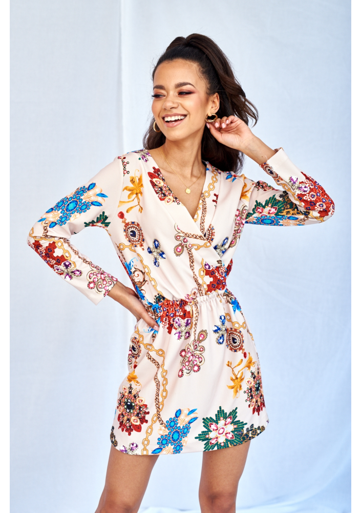 KOPERTOWA SUKIENKA ORNAMENT FLOWER BEIGE