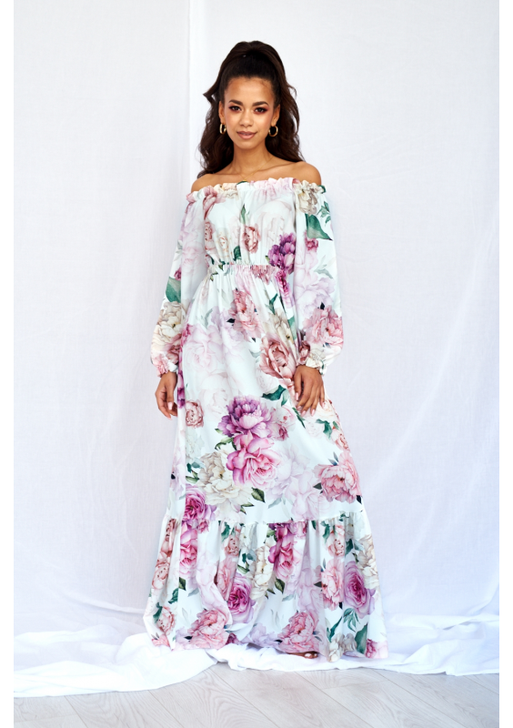 SUKIENKA MAXI  BLACK ROSE PRINT