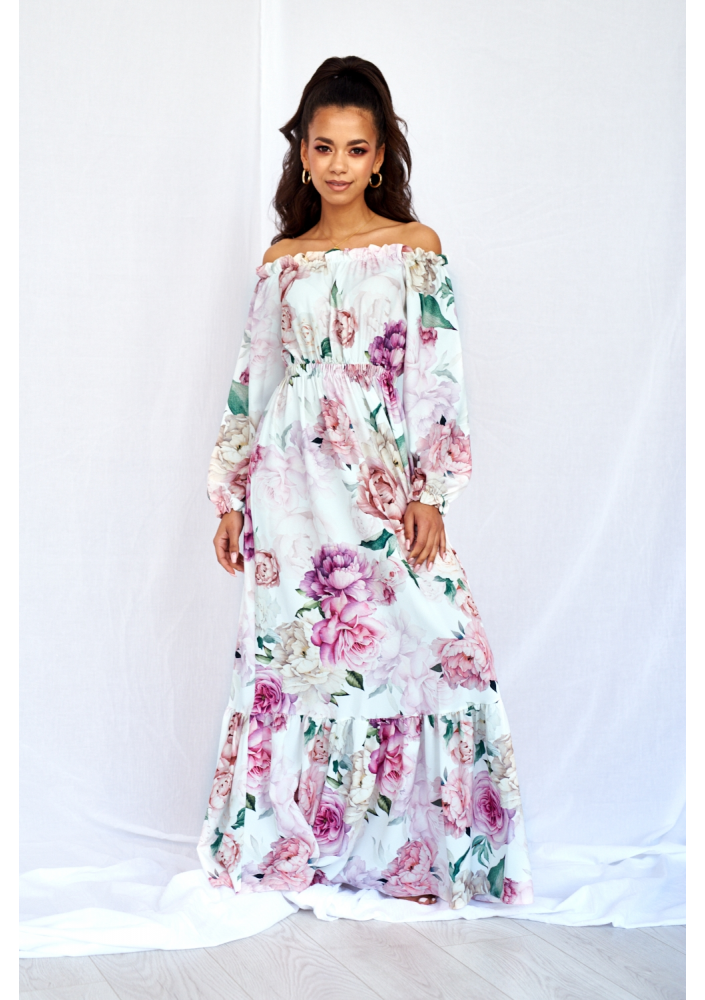 SUKIENKA MAXI  BLACK ROSE PRINT