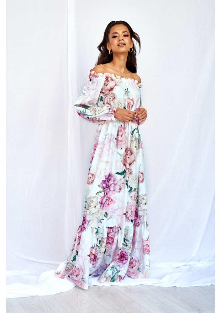 SUKIENKA MAXI  BLACK ROSE PRINT