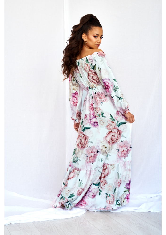 SUKIENKA MAXI  BLACK ROSE PRINT