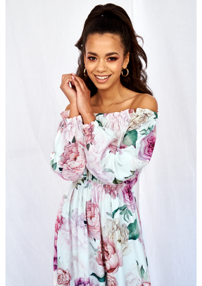 SUKIENKA MAXI  BLACK ROSE PRINT