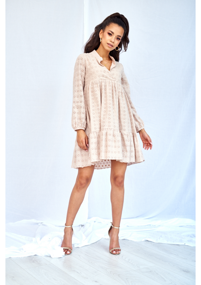 SUKIENKA NA STÓJCE Z AŻUROWEJ POPELINY