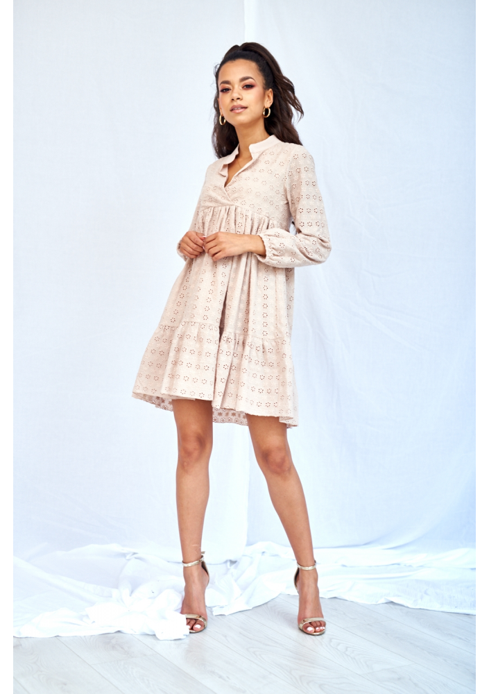 SUKIENKA NA STÓJCE Z AŻUROWEJ POPELINY