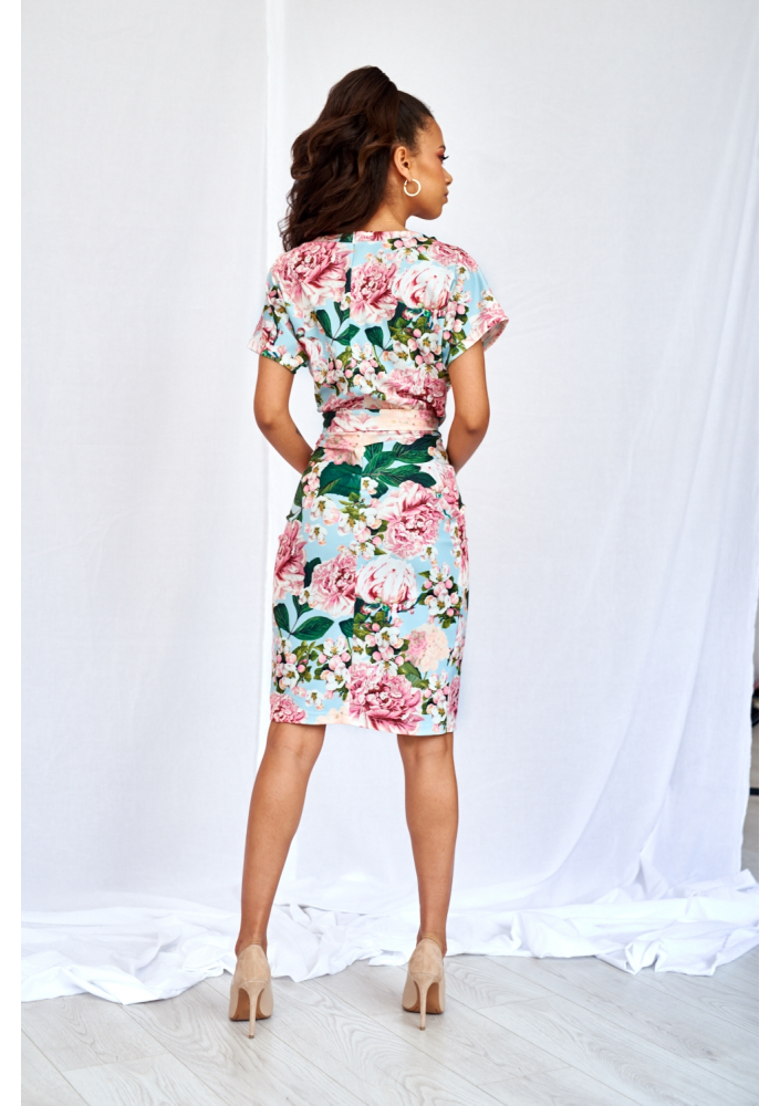 SUKIENKA Z KIMONOWĄ GÓRĄ MINT PEONIA