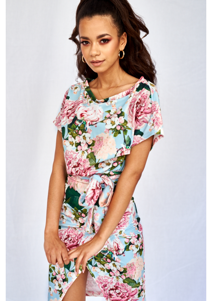 SUKIENKA Z KIMONOWĄ GÓRĄ MINT PEONIA