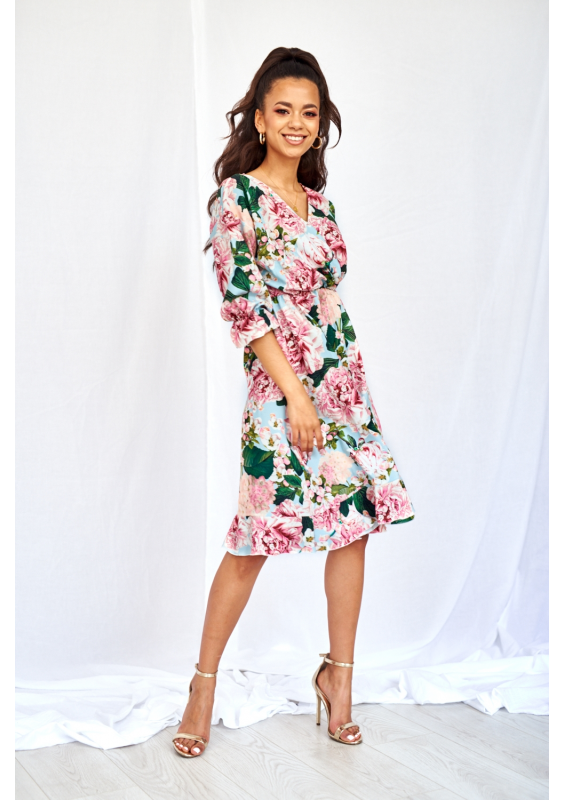 KOPERTOWA SUKIENKA MIDI MINT PEONIA