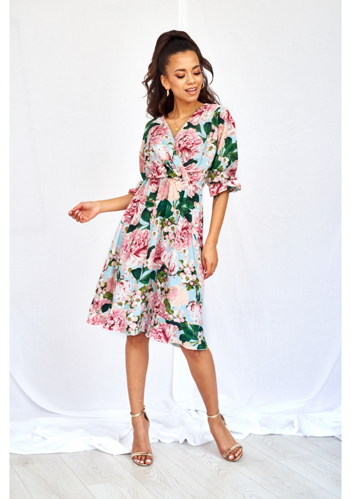 KOPERTOWA SUKIENKA MIDI MINT PEONIA