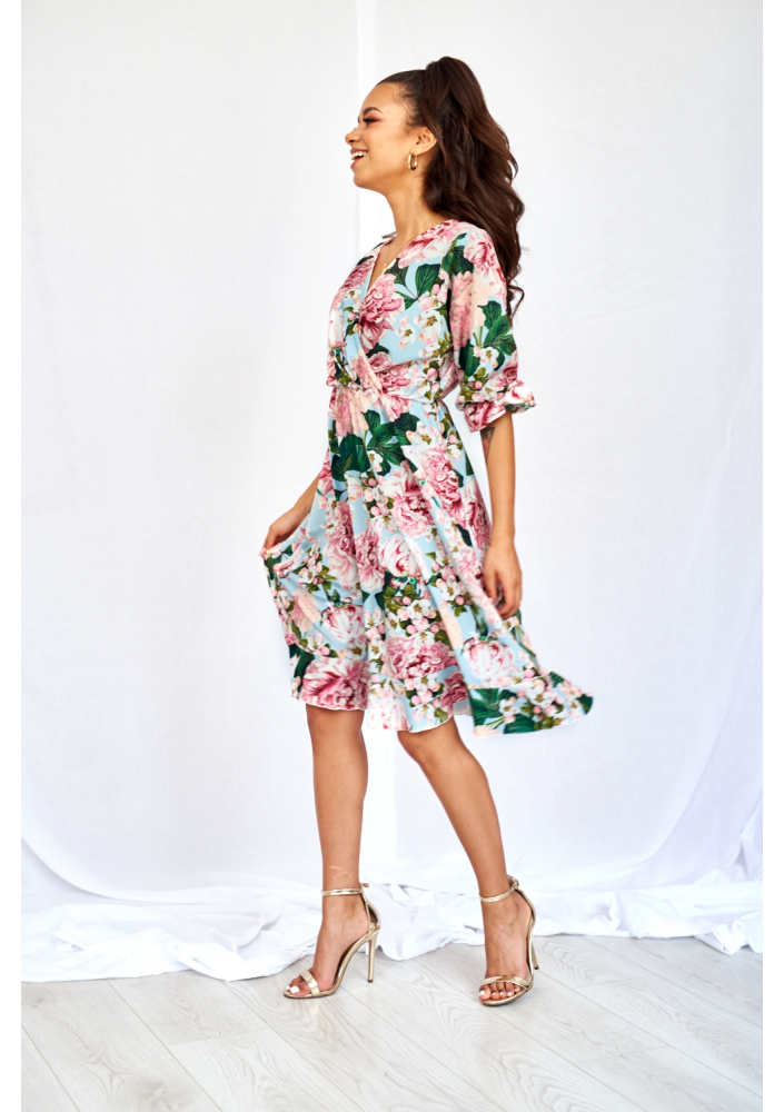 KOPERTOWA SUKIENKA MIDI MINT PEONIA