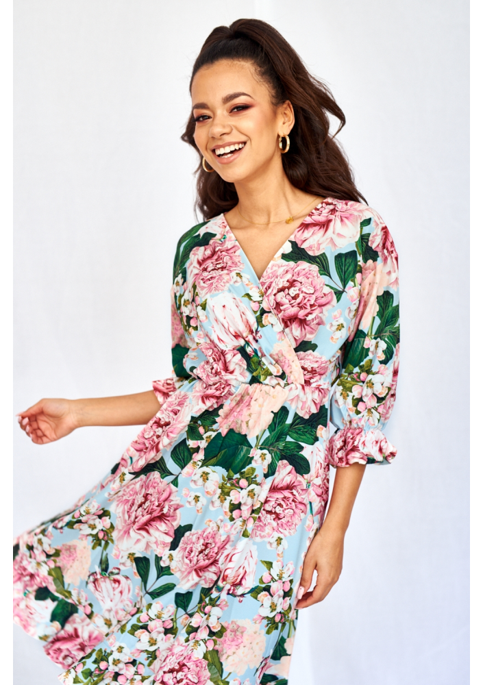 KOPERTOWA SUKIENKA MIDI MINT PEONIA