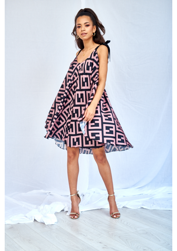 SATYNOWA SUKIENKA SQUARE Z WIĄZANIEM