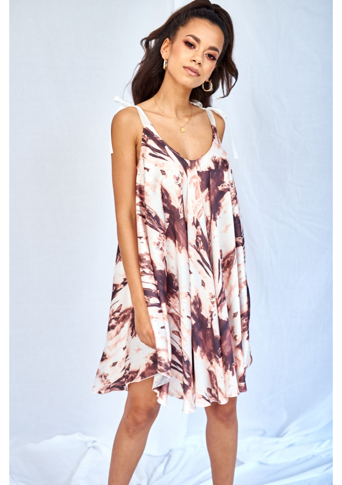 SATYNOWA SUKIENKA POWDER PRINT Z WIĄZANIEM