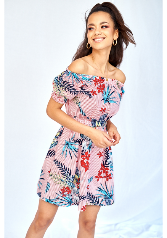 SUKIENKA HISZPANKA Z POPELINY W KWIATY