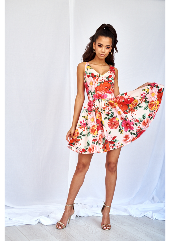 SUKIENKA Z KOŁA W KWIATY POWDER