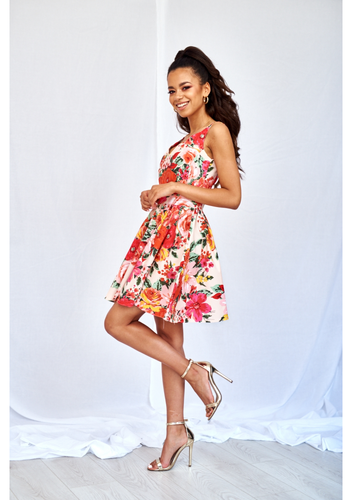 SUKIENKA Z KOŁA W KWIATY POWDER