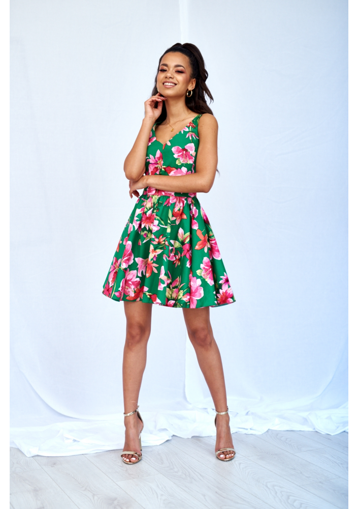 SUKIENKA Z KOŁA W KWIATY GREEN