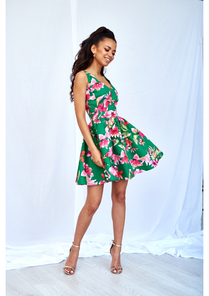 SUKIENKA Z KOŁA W KWIATY GREEN