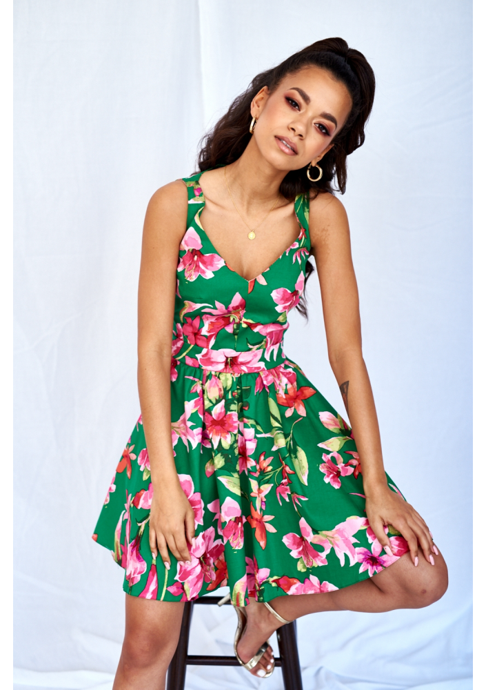 SUKIENKA Z KOŁA W KWIATY GREEN