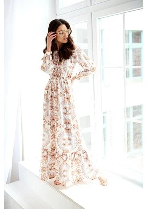 SUKIENKA MAXI WHITE BAROCOUE PRINT