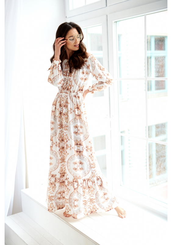 SUKIENKA MAXI WHITE BAROCOUE PRINT