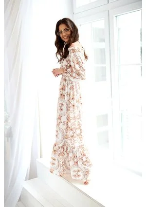 SUKIENKA MAXI WHITE BAROCOUE PRINT