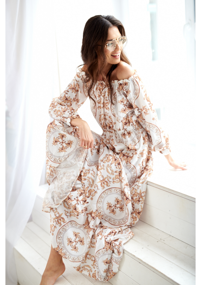 SUKIENKA MAXI WHITE BAROCOUE PRINT