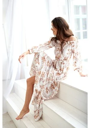 SUKIENKA MAXI WHITE BAROCOUE PRINT