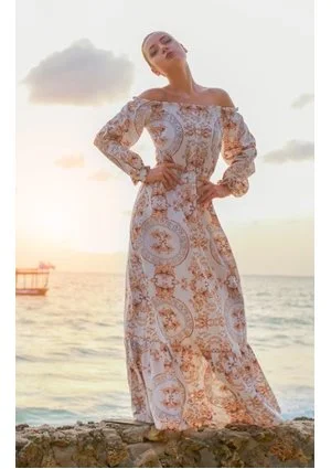 SUKIENKA MAXI WHITE BAROCOUE PRINT