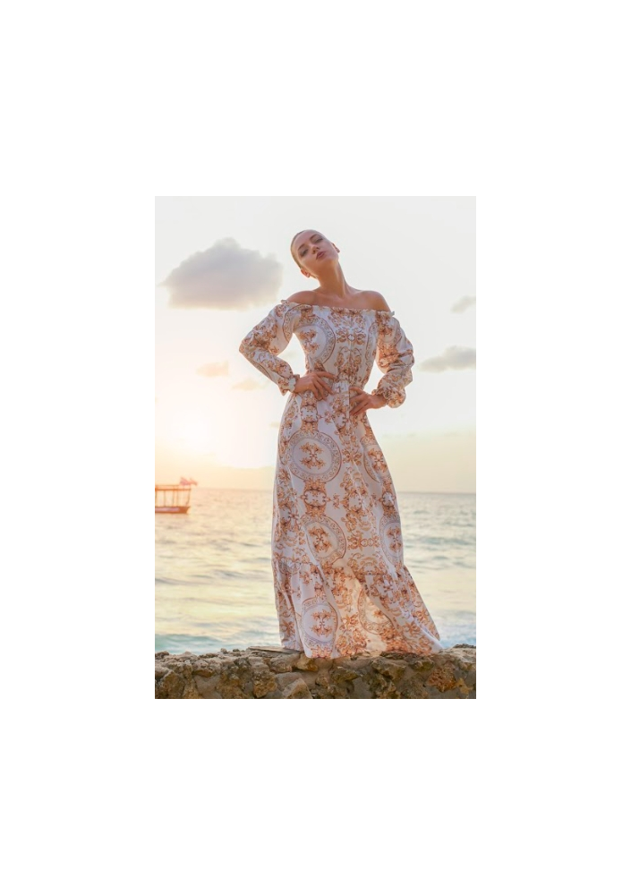 SUKIENKA MAXI WHITE BAROCOUE PRINT