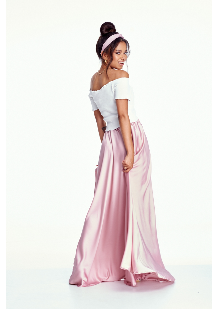 SPÓDNICA MAXI Z KOŁA SATIN