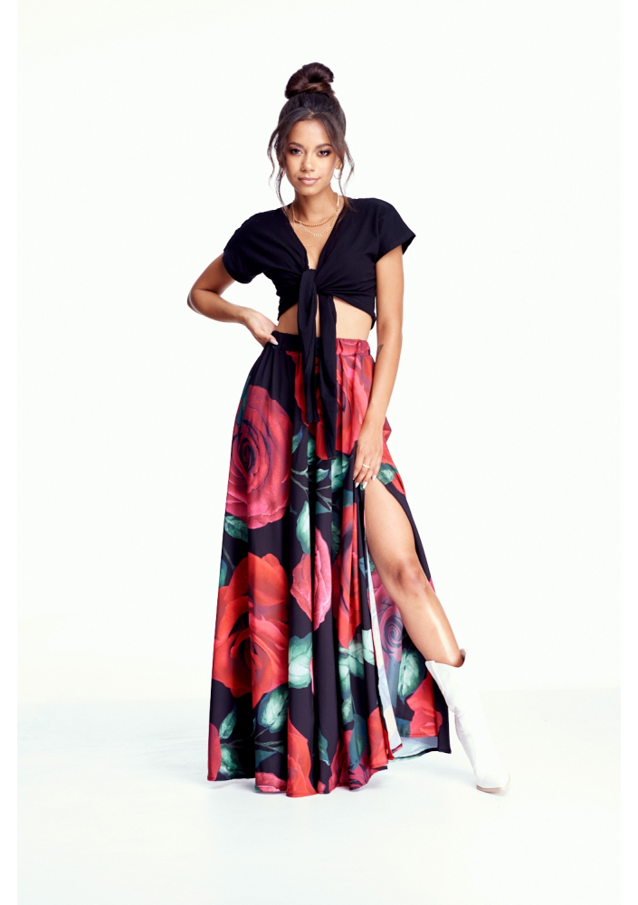 SPÓDNICA MAXI W RÓŻE