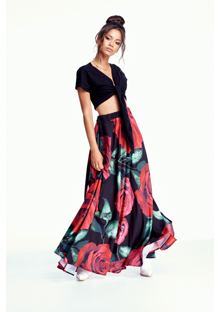 SPÓDNICA MAXI W RÓŻE