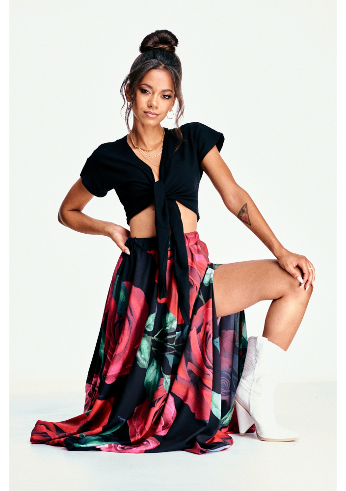 SPÓDNICA MAXI W RÓŻE