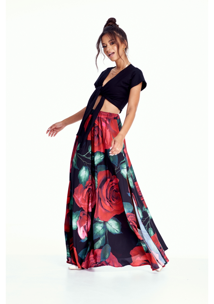 SPÓDNICA MAXI W RÓŻE