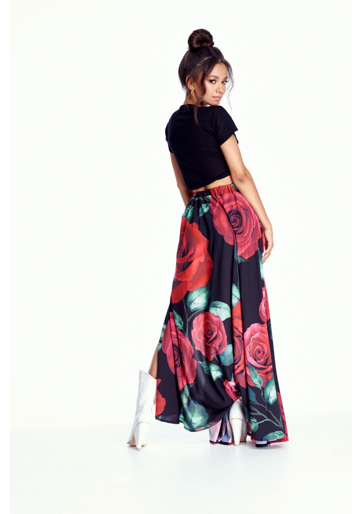 SPÓDNICA MAXI W RÓŻE