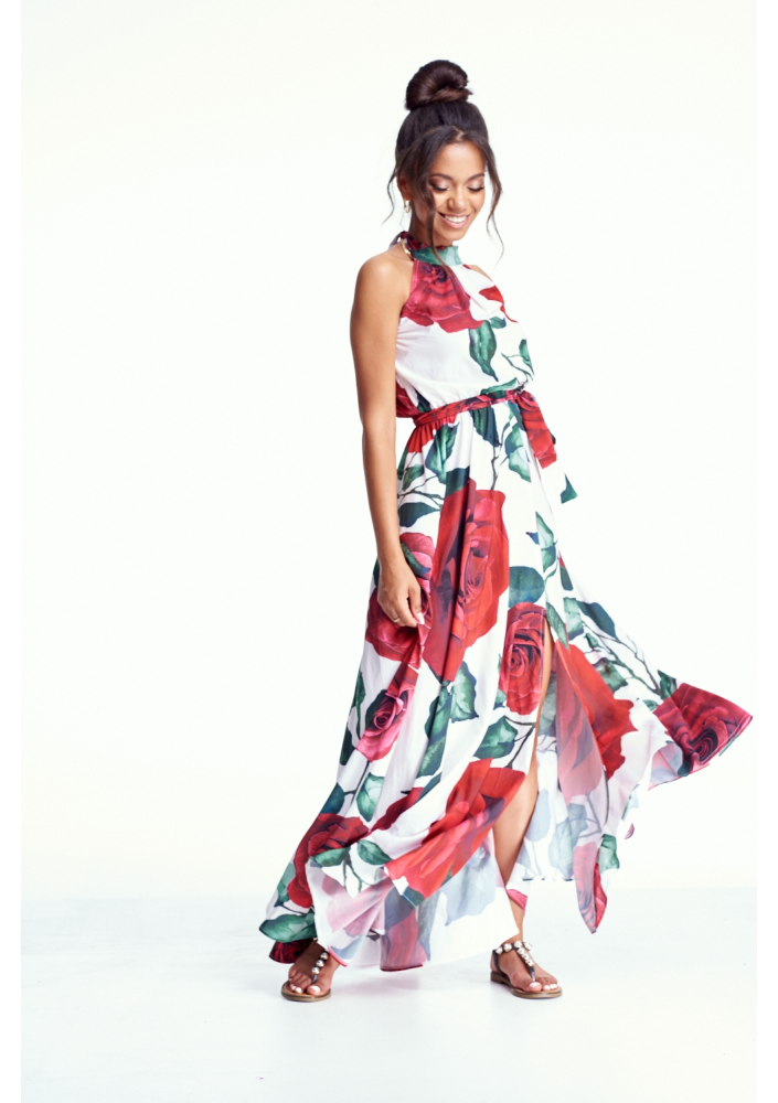 DŁUGA SUKIENKA W RÓŻE