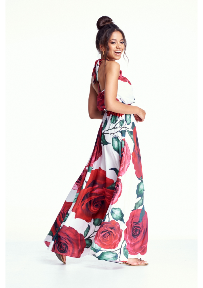 DŁUGA SUKIENKA W RÓŻE