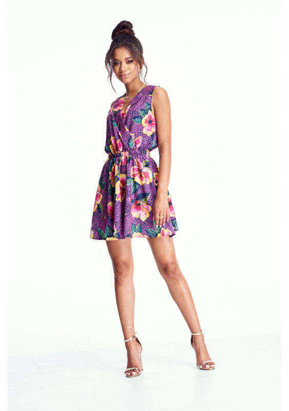 KOPERTOWA SUKIENKA PINK FLOWERS PRINT