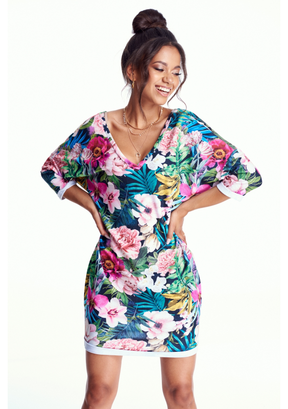 TUNIKA BLACK FLOWERS PRINT ILM