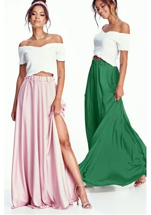 SPÓDNICA MAXI Z KOŁA SATIN