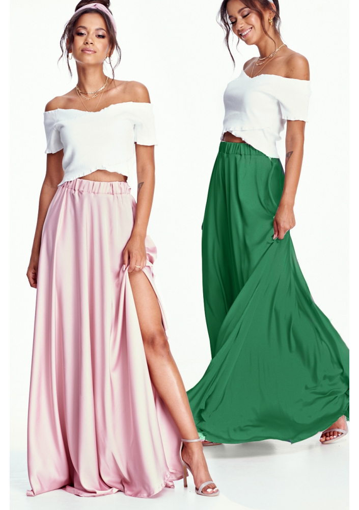 SPÓDNICA MAXI Z KOŁA SATIN