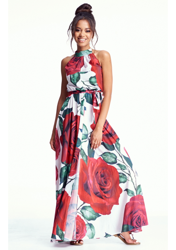 DŁUGA SUKIENKA W RÓŻE