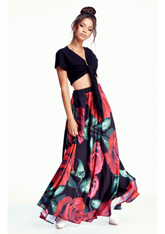 SPÓDNICA MAXI W RÓŻE