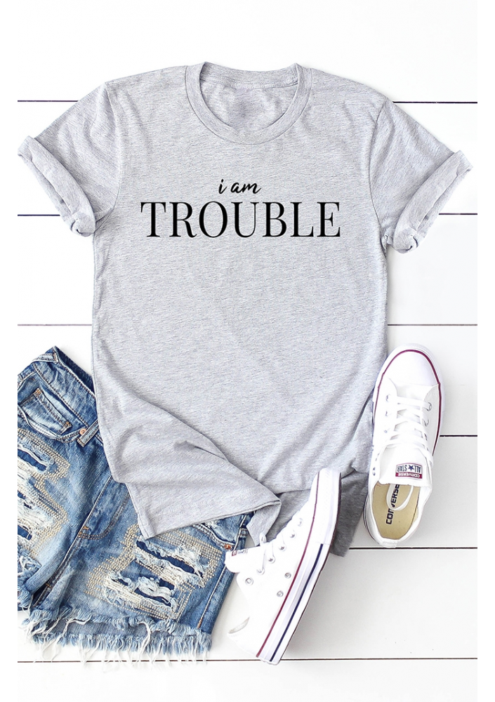BAWEŁNIANA BLUZA "I M TROUBLE" ILM