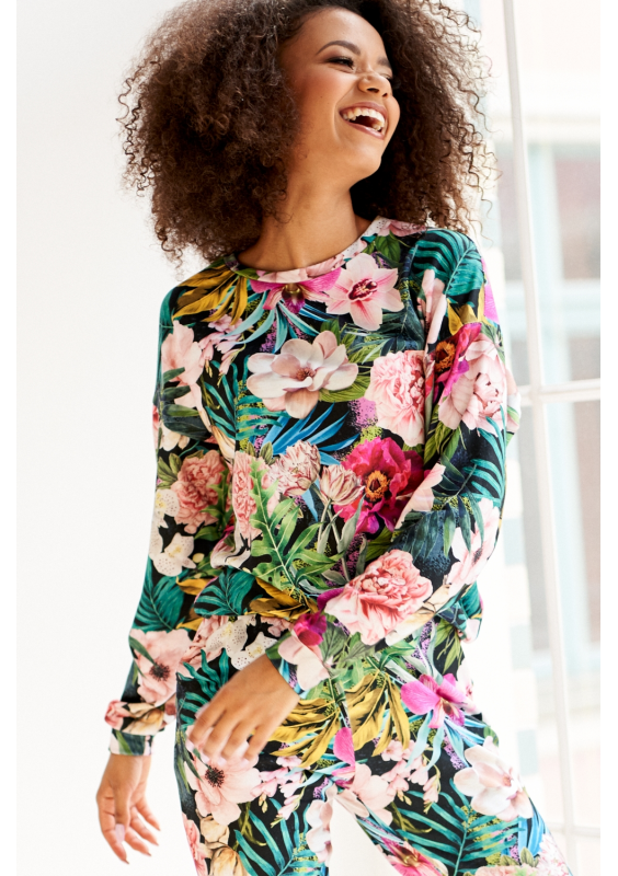 SPODNIE BLACK FLOWER PRINT ILM