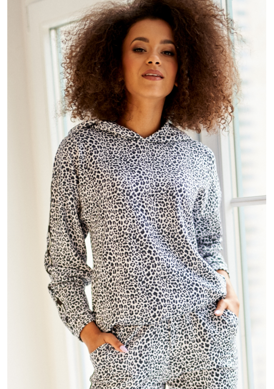 BLUZA Z LAMPASAMI WHITE LEOPARD ILM