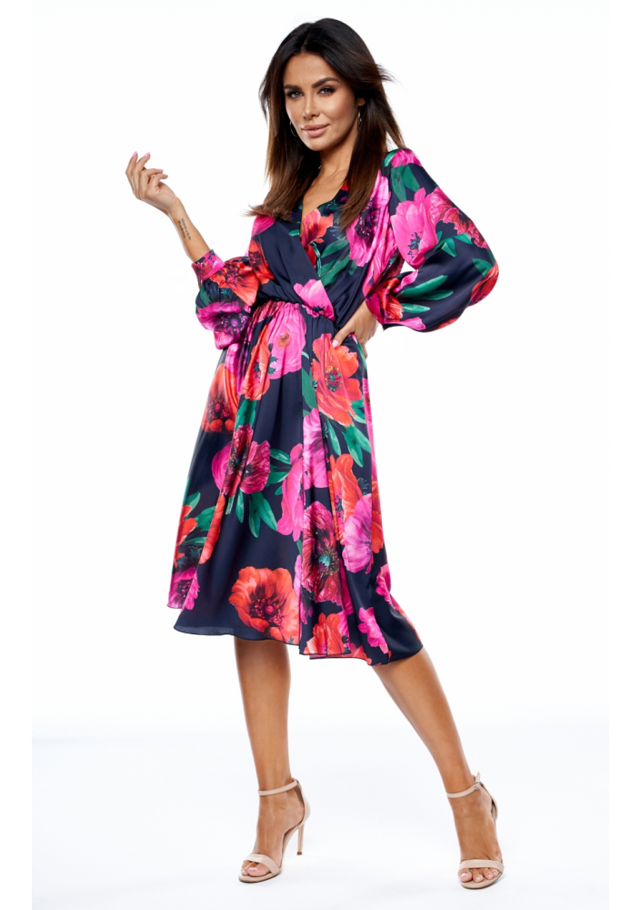 Sukienka midi satin flowers