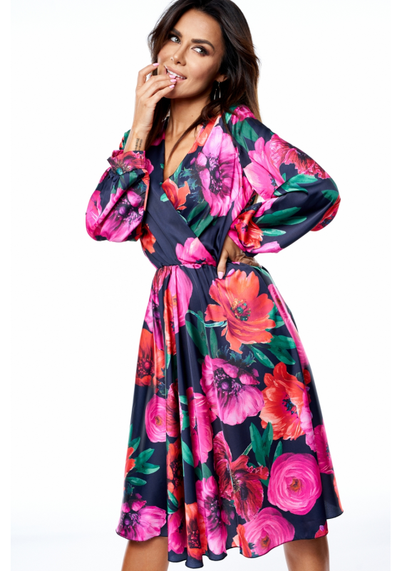 Sukienka midi satin flowers