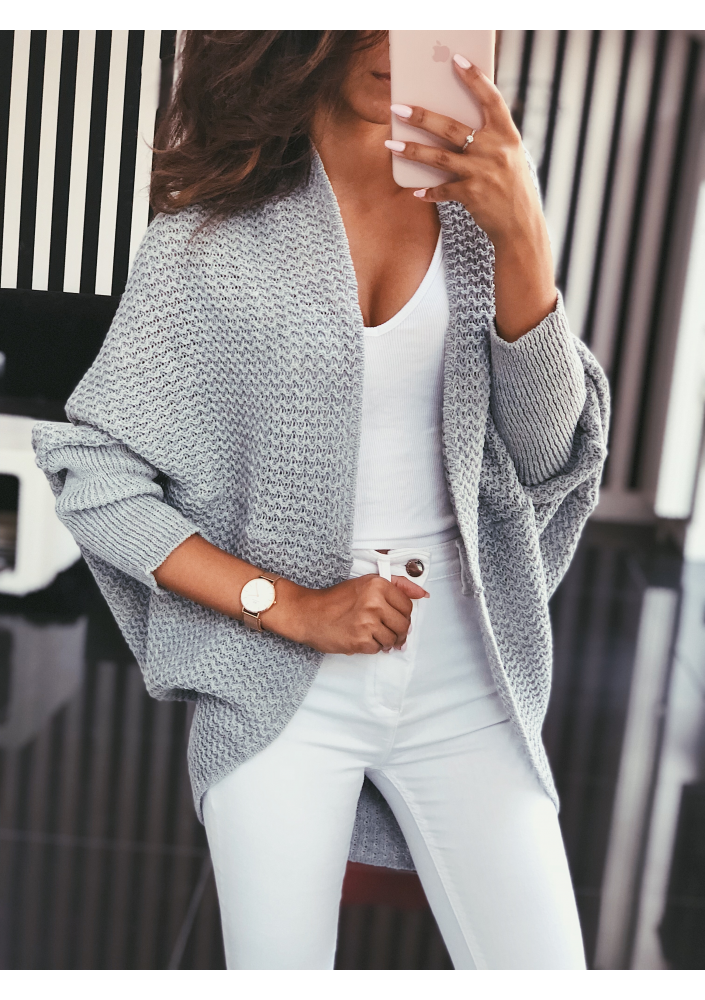 SWETER NARZUTKA OVERSIZE ILM A01 SZARA